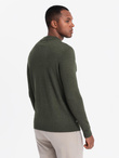 Men's knitted half turtleneck with viscose - dark olive V5 OM-SWTN-0125 