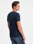 Classic BASIC men's cotton T-shirt - navy blue V2 OM-TSBS-0146