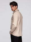 Men's structured knit polo collar sweatshirt - beige V2 OM-SSNZ-0149