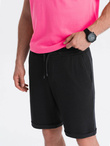 Men's knit shorts with elastic waistband - black V2 OM-SRCS-0107