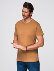 T-shirt męski klasyczny bawełniany BASIC - brązowy V21 OM-TSBS-0236