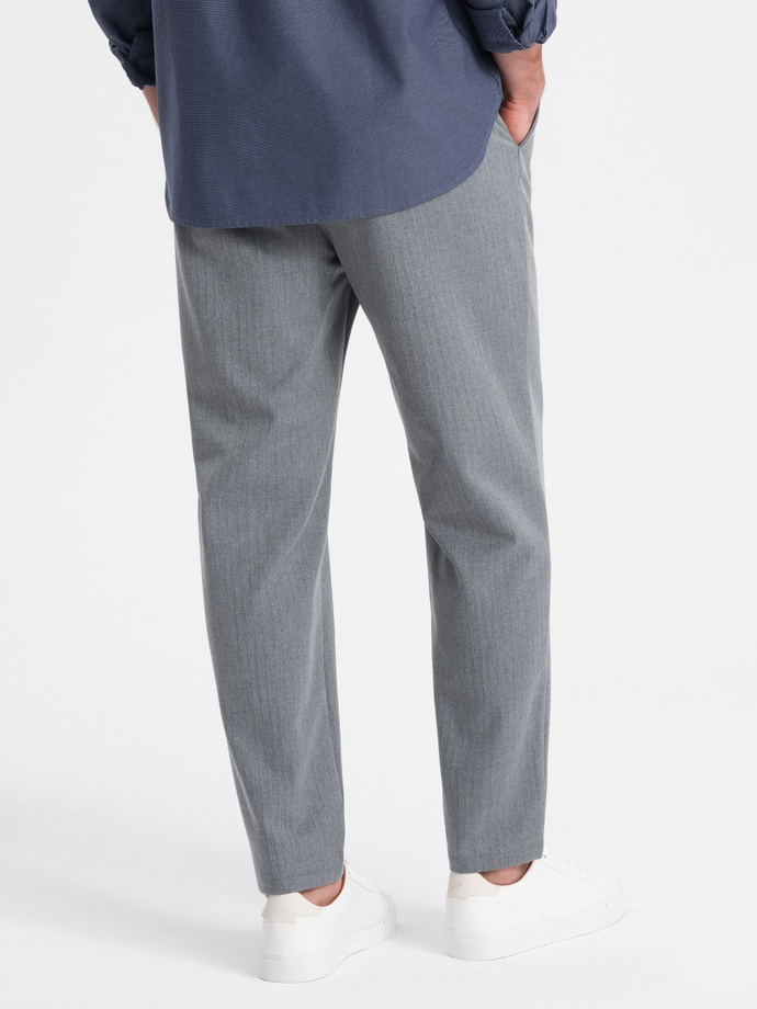 Męskie spodnie chino z gumką w pasie SLIM FIT - szare V1 OM-PACP-0158