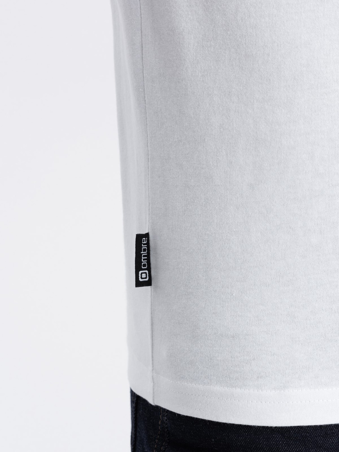 Longsleeve męski BASIC z okrągłym dekoltem - biały V4 OM-LSBL-0106