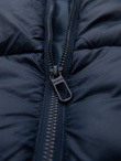 Men's quilted puffer jacket with hood - navy blue V4 OM-JAHP-0235