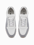 Patchwork men's shoes sneakers with combined materials - white and gray V3 OM-FOSL-0144