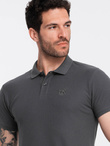 BASIC men's single color pique knit polo shirt - graphite V3 OM-POBS-0100