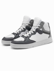 Buty męskie sneakersy z wysoką cholewką – szare V2 OM-FOSH-0139