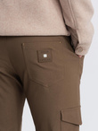 Men's REGULAR fabric pants with cargo pockets - olive V2 OM-PACG-0178