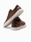Męskie buty sneakersy ze skóry ekologicznej – brązowe V1 OM-FOCS-0179 