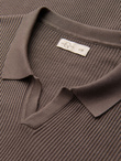 Men's buttonless polo shirt with open collar - ash V4 OM-POSS-0160
