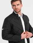 BIKER men's insulated jacket quilted in a diamond pattern - black V1 OM-JALP-22FW-006