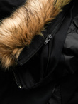 Men's long warm parka jacket with hood - black V2 OM-JALJ-0182