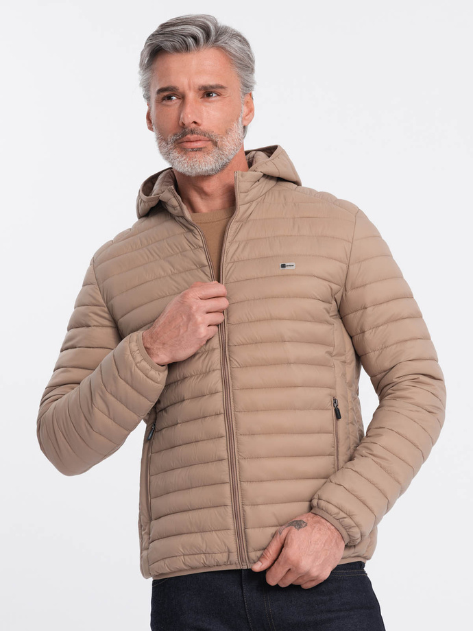 Men's satin-finish bomber jacket with contrasting ribbed cuffs - black V1 OM-JALP-22FW-007