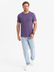 Męski klasyczny bawełniany T-shirt BASIC - fioletowy V13 OM-TSBS-0146