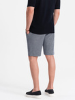 Men's shorts made of two-tone melange knit fabric - navy blue V1 OM-SRCS-0127