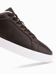 Męskie klasyczne buty sneakersy z wysoką podeszwą – ciemnobrązowe V2 OM-FOCS-0165