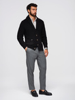 Men's cotton cardigan sweater with shawl collar - black V4 OM-SWCD-0153