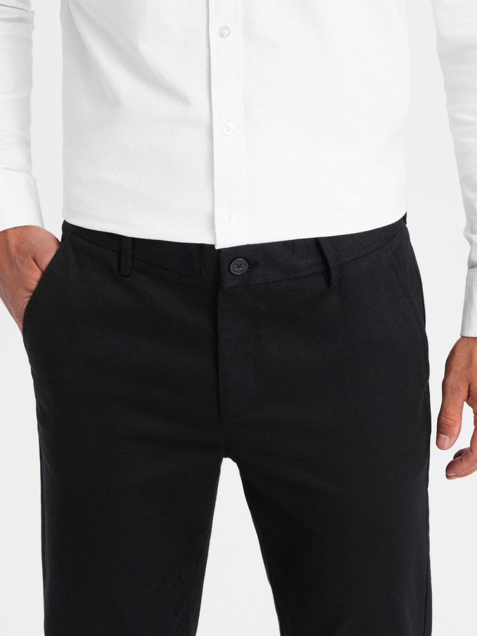 Spodnie męskie chino SLIM FIT z  delikatną teksturą - czarne V5 OM-PACP-0190