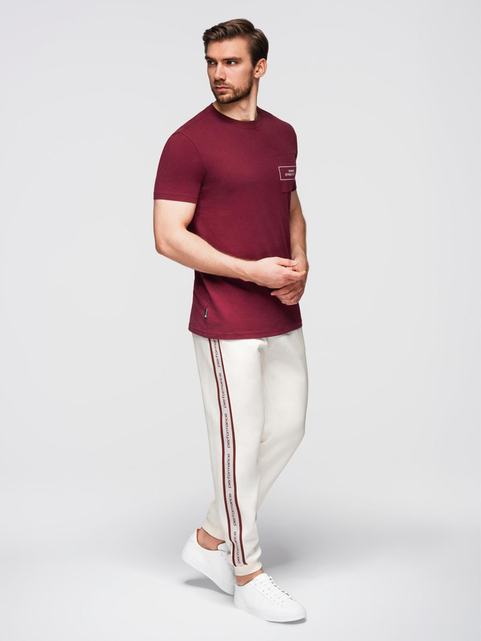 Men's sport jogger pants with stripes - cream V2 OM-PASK-0284