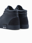 Classic men's high sneakers with quilted upper - navy blue V3 OM-FOTH-0127