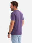 Męski klasyczny bawełniany T-shirt BASIC - fioletowy V13 OM-TSBS-0146