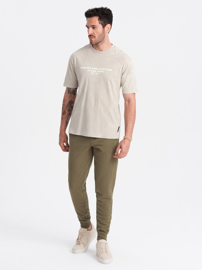 Men's BASIC cotton jogger sweatpants - olive V2 OM-PABS-0174