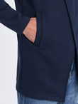Men's long sweatshirt with asymmetrical button-up HAGA - navy blue B668