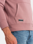 Bluza dresowa męska kangurka z kapturem BASIC – ciemnoróżowa V4 OM-SSBN-0161
