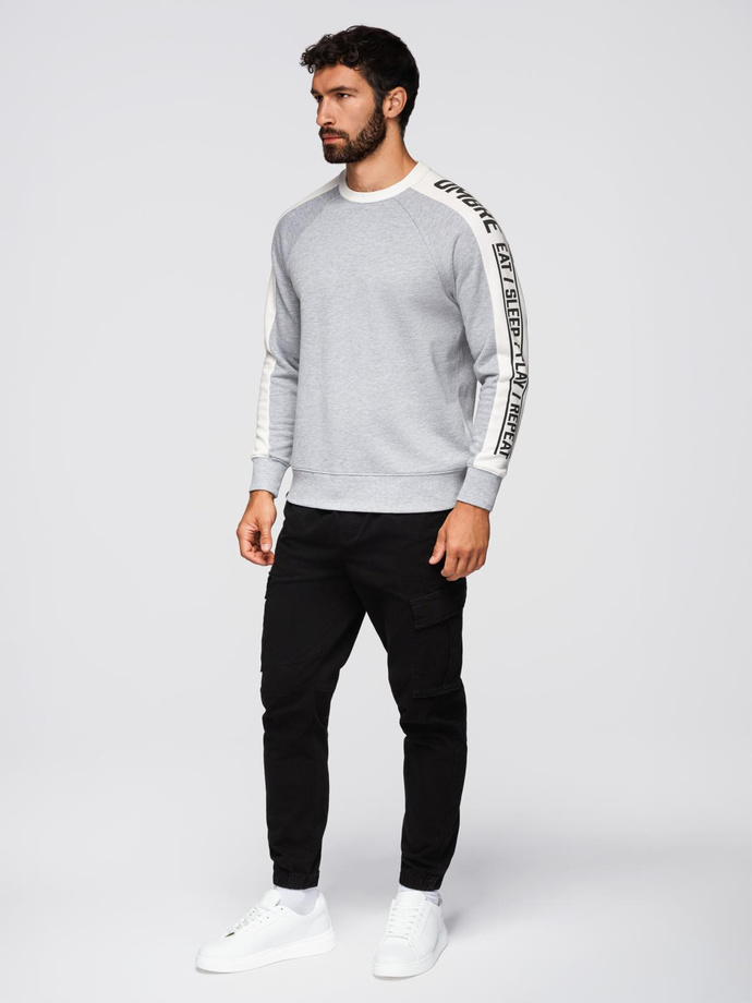 Unbuttoned men's sweatshirt with stand-up collar and hood - black V1 OM-SSZP-0216