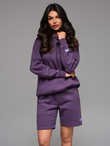 UNISEX sweatshirt set hoodie + athleisure shorts - purple V13 Z110