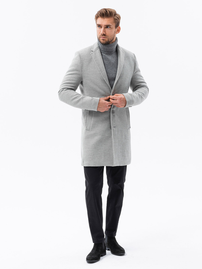 Men's mid-season coat - grey C536