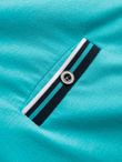 Men's henley t-shirt with decorative ribbing - turquoise V7 OM-TSCT-0175