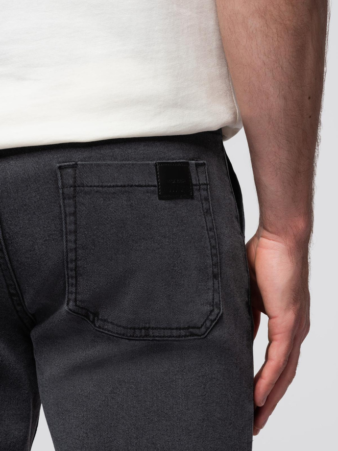 Men's JOGGERS denim pants with wash effect - grey V3 OM-PADJ-0267