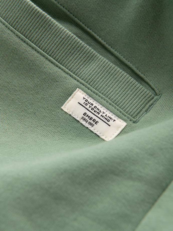 Men's knit shorts with drawstring and pockets - green V3 OM-SRBS-0139