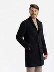 Single-breasted long men's suit style coat - black V1 OM-COWC-0105