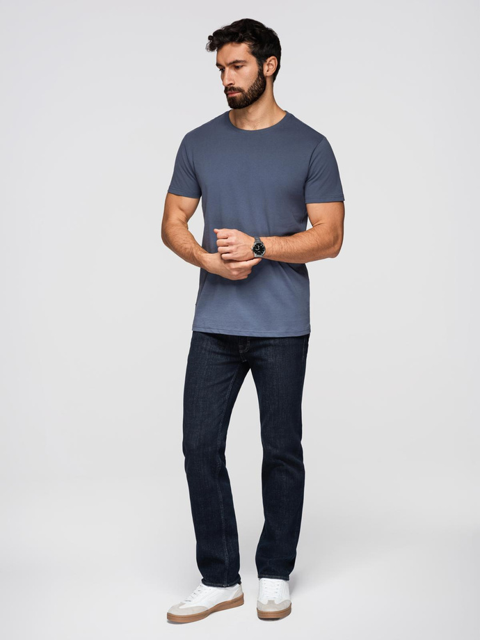 BASIC men's classic cotton T-shirt - blue denim V7 OM-TSBS-0236