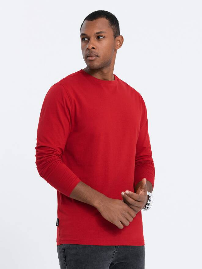 Longsleeve męski BASIC z okrągłym dekoltem - czerwony V5 OM-LSBL-0106
