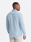 Men's denim snap shirt with pockets - light blue V1 OM-SHDS-0115