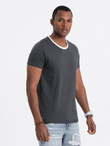 Men's t-shirt with raw finish - dark grey V7 OM-TSCT-22SS-004