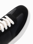 Męskie oldschoolowe sneakersy na grubej podeszwie – czarne V4 OM-FOSL-0170