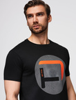 Men's large print t-shirt - black V2 OM-TSPT-0245