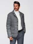 Men's jacket with a jacket cut with a fleece lining - gray V1 OM-JALP-0170 