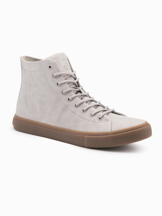 Męskie buty trampki za kostkę z gumową podeszwą – popielate V3 OM-FOTH-0187 