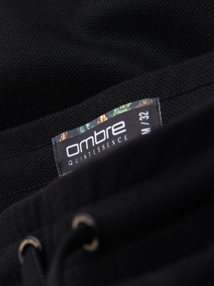 Men's knit shorts with rolled up legs - black V2 OM-SRCS-0170