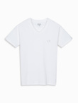 Męski t-shirt V-neck SLIM FIT z elastanem i printem – biały V2 OM-TSBC-0221 