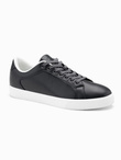 Klasyczne buty męskie sneakersy z wysoką podeszwą – grafitowe V4 OM-FOCS-0165