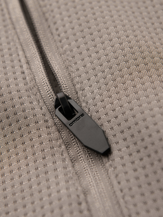 Men's lightweight jacket of combined materials with hood and decorative quilting - ash V3 OM-JANP-0160