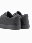 Casual one-color men's sneakers with combined materials - gray V5 OM-FOCS-0105