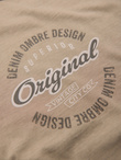 Cotton T-shirt with print on chest and back - dark beige V2 OM-TSWT-0201