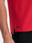 Men's collarless polo shirt - red V2 OM-TSCT-0156